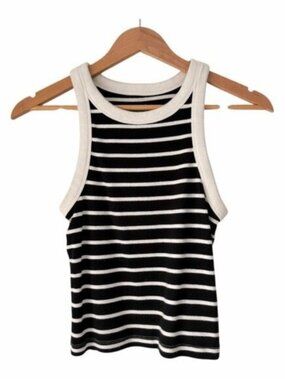 GAP Black and White Striped Tank Top